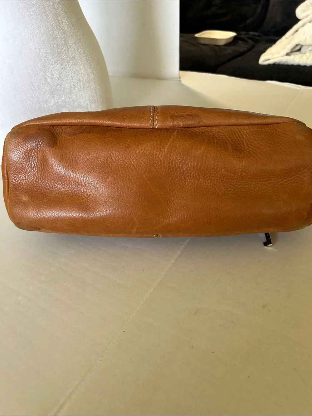 FOSSILL VINTAGE BROWN PEBBLED LEATHER BOHO SHOULDER BAG DOUBLE LEATHER STRAPS
